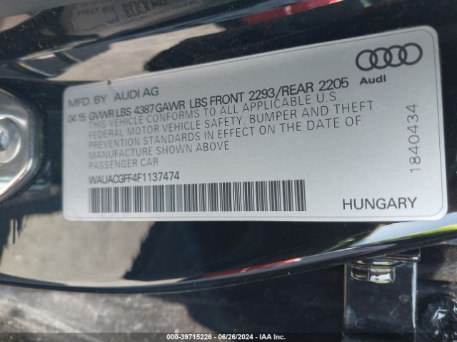 WAUACGFF4F1137474 Audi A3 1.8t Premium