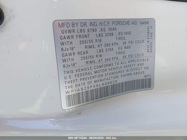 2006 PORSCHE CAYENNE WP1AB29PX6LA66829 Photo 8