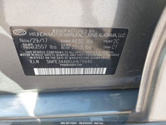 5NPE34AB0JH675940 Hyundai Sonata Sport 2.0t