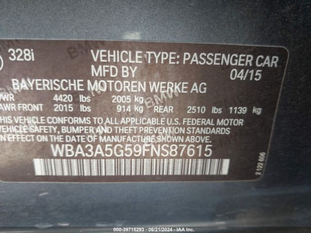 WBA3A5G59FNS87615 BMW 328I