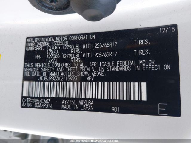 JTJBJRBZ3K2115993 Lexus NX 300H