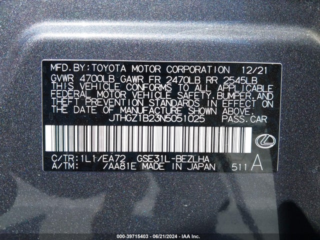 JTHGZ1B23N5051025 Lexus Is 350 F Sport