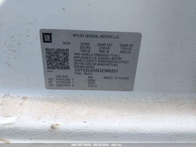 1GTV2LEH9JZ369257 GMC SIERRA 1500