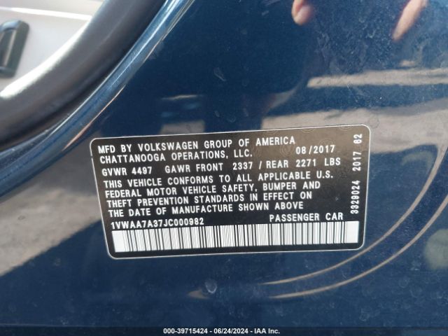 1VWAA7A37JC000982 Volkswagen Passat 2.0t R-line/2.0t S