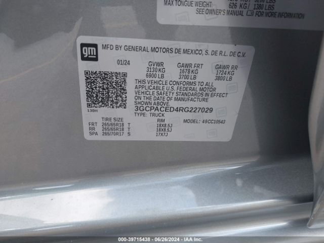 3GCPACED4RG227029 Chevrolet Silverado 1500 2wd  Short Bed Lt