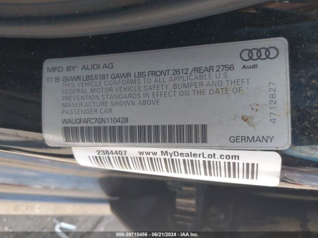 WAUGFAFC7GN110428 Audi A6 2.0t Premium Plus