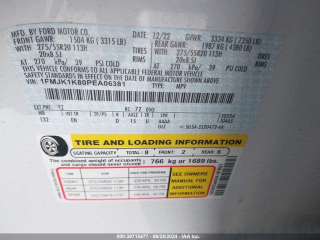 Ford Expedition Limited Max 2023 1FMJK1K80PEA06381 Image 9