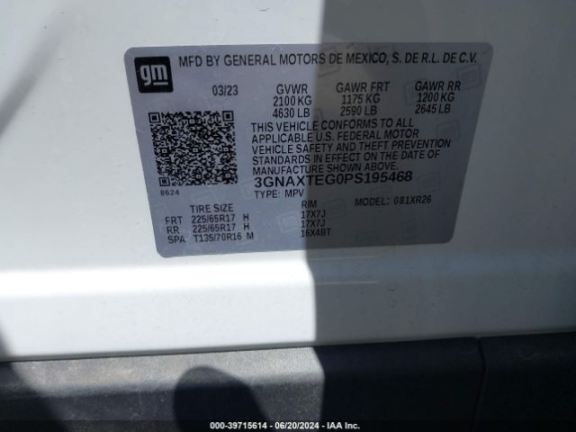 3GNAXTEG0PS195468 Chevrolet Equinox Awd 2fl