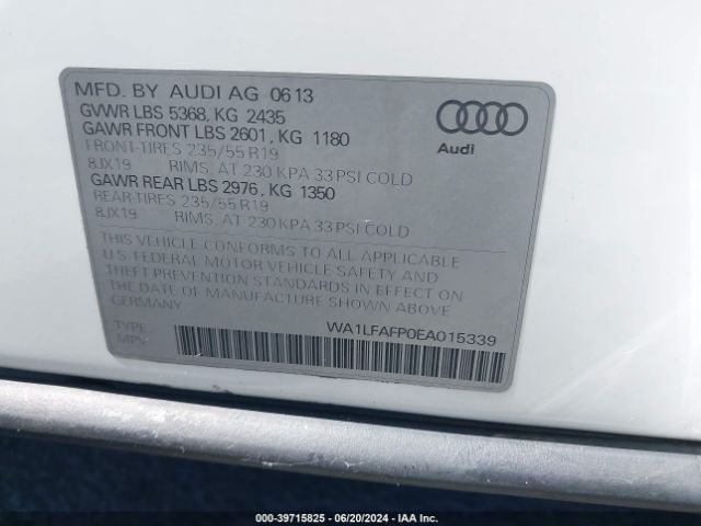 WA1LFAFP0EA015339 Audi Q5 2.0t Premium