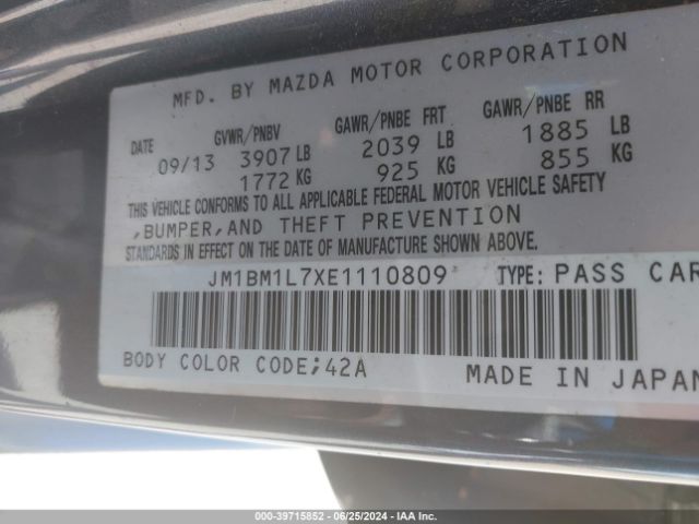 JM1BM1L7XE1110809 Mazda Mazda3 I Touring