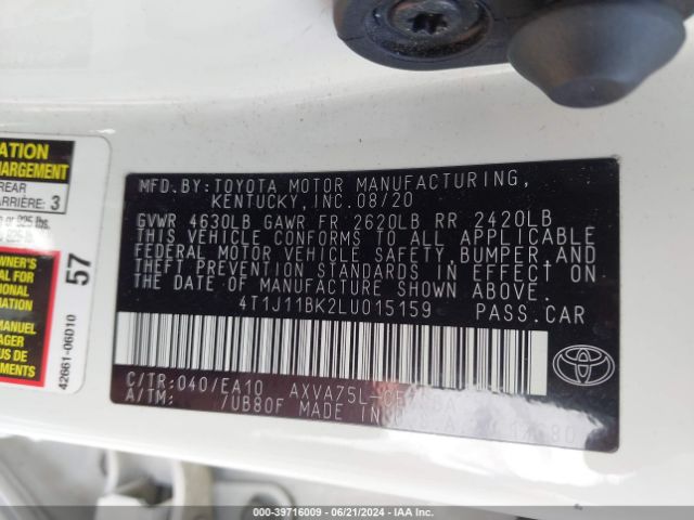 4T1J11BK2LU015159 Toyota Camry Se Awd