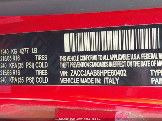 ZACCJAAB8HPE60402 Jeep Renegade Sport Fwd