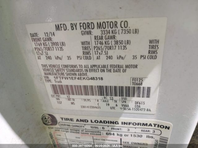 Ford F-150 Xlt 2014 1FTFW1EF4EKG48318 Image 9