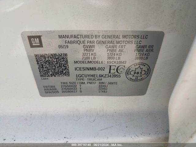 1GCUYHEL6KZ343955 Chevrolet Silverado 1500 High Country