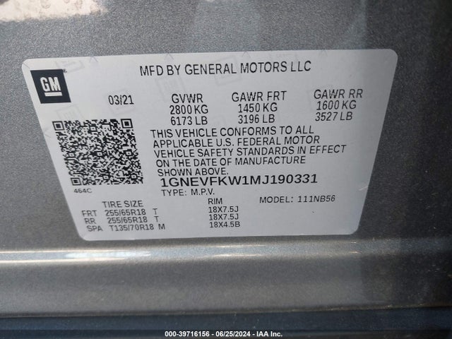 Chevrolet Traverse Awd Ls 2021 1GNEVFKW1MJ190331 Image 9