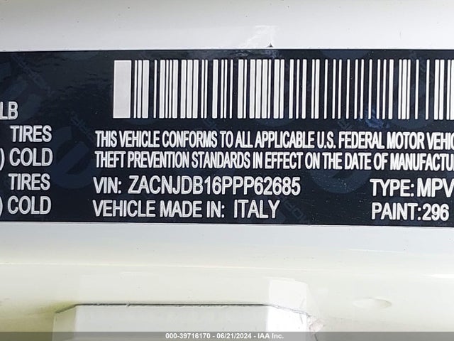 ZACNJDB16PPP62685 Jeep Renegade Latitude 4x4