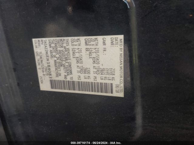 5N1AZ2MG8JN184083 Nissan MURANO SL