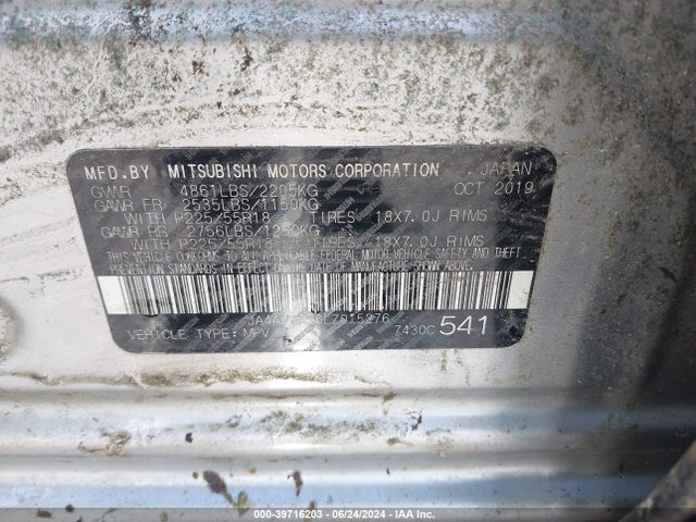 JA4AZ3A36LZ015276 Mitsubishi Outlander Se 2.4 S-awc