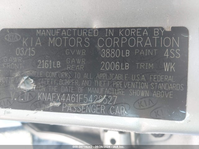 KIA FORTE LX 2015 KNAFX4A61F5429527 Image 9