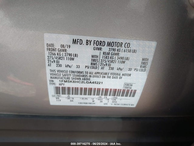 Ford Explorer Platinum 2020 1FM5K8HC2LGA45221 Image 9