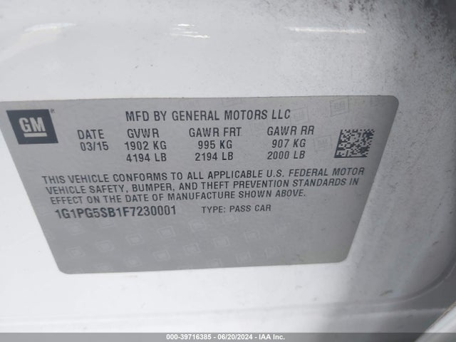 Chevrolet CRUZE LTZ 2015 1G1PG5SB1F7230001 Image 9