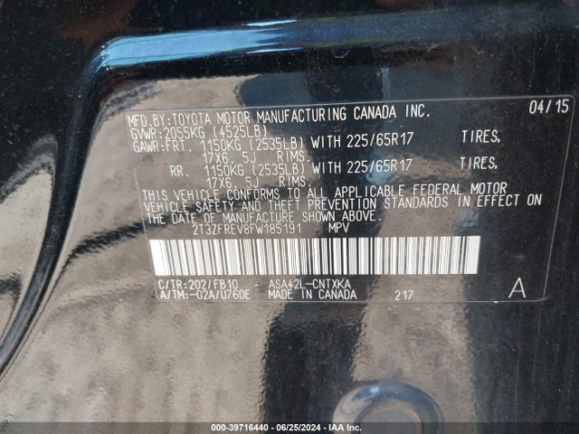 Toyota RAV4 LE 2015 2T3ZFREV8FW185191 Image 9