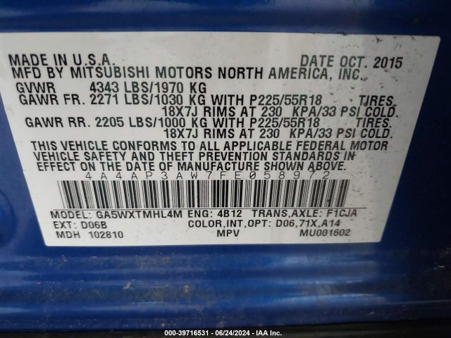 2015 MITSUBISHI OUTLANDER SPORT 4A4AP3AW7FE058972 Photo 8