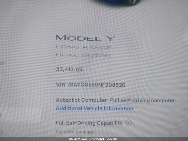 2022 TESLA MODEL Y 7SAYGDEE0NF308520 Photo 6