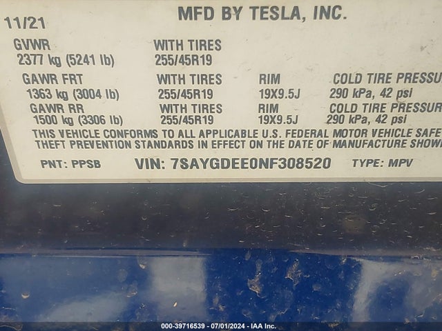 2022 TESLA MODEL Y 7SAYGDEE0NF308520 Photo 8