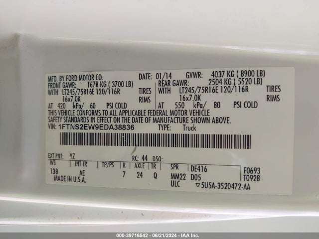 Ford E-250 Commercial 2014 1FTNS2EW9EDA38836 Image 9