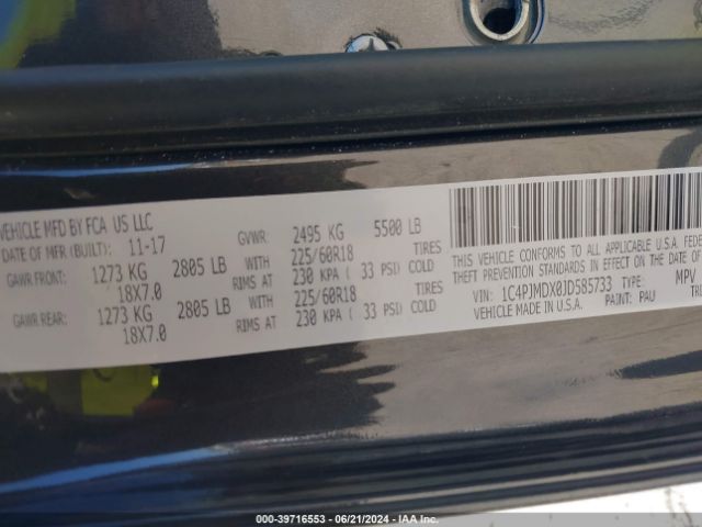 1C4PJMDX0JD585733 Jeep Cherokee Limited 4x4
