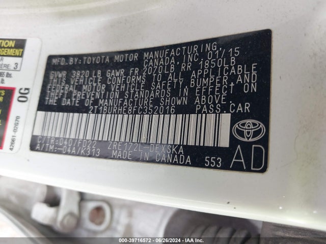 Toyota Corolla S 2015 2T1BURHE8FC352016 Image 9