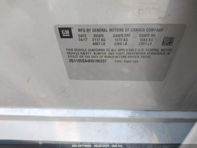 2G1105SA4H9186207 Chevrolet IMPALA 1LT