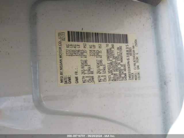 1N6ED1EK0PN638835 Nissan Frontier Sv 4x4