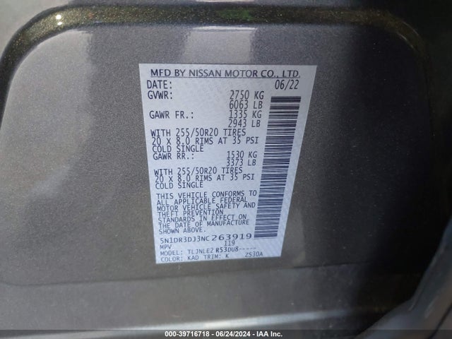 Nissan Pathfinder Platinum 4wd 2022 5N1DR3DJ3NC263919 Image 9