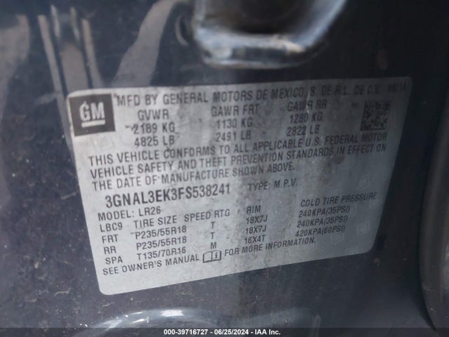Chevrolet Captiva Sport Lt 2015 3GNAL3EK3FS538241 Image 9