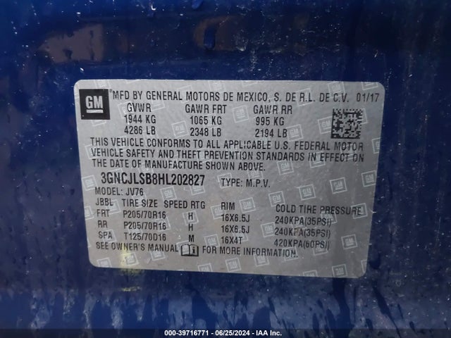 Chevrolet Trax Lt 2017 3GNCJLSB8HL202827 Image 9