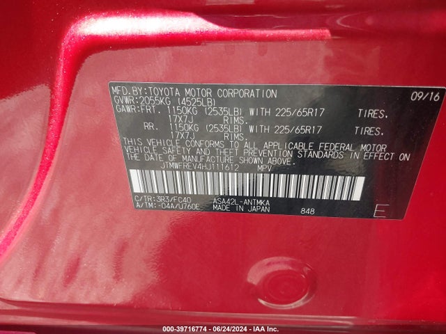 Toyota Rav4 Xle 2017 JTMWFREV4HJ111612 Image 9