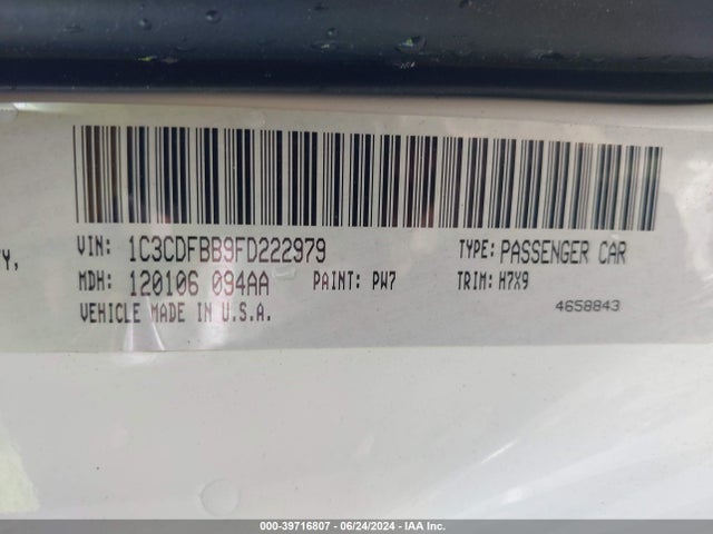 Dodge DART SXT 2015 1C3CDFBB9FD222979 Image 9
