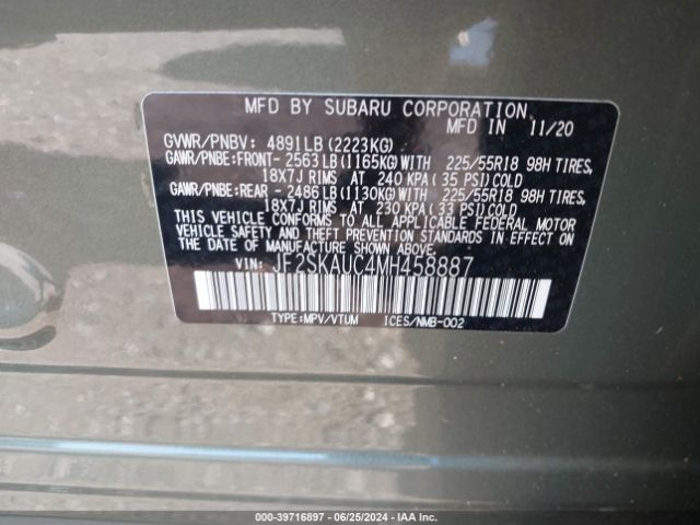JF2SKAUC4MH458887 Subaru Forester Limited