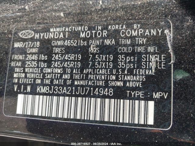 KM8J33A21JU714948 Hyundai Tucson Limited
