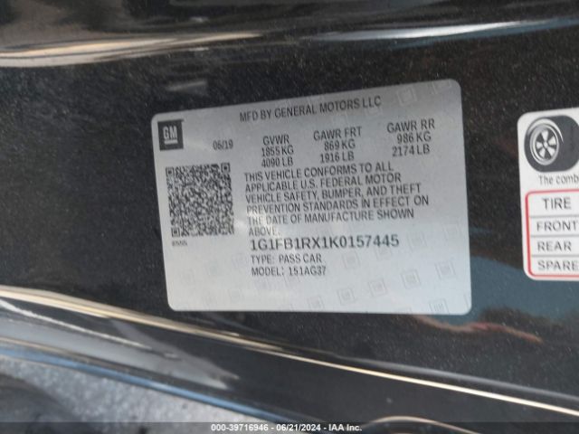 1G1FB1RX1K0157445 Chevrolet Camaro 1ls