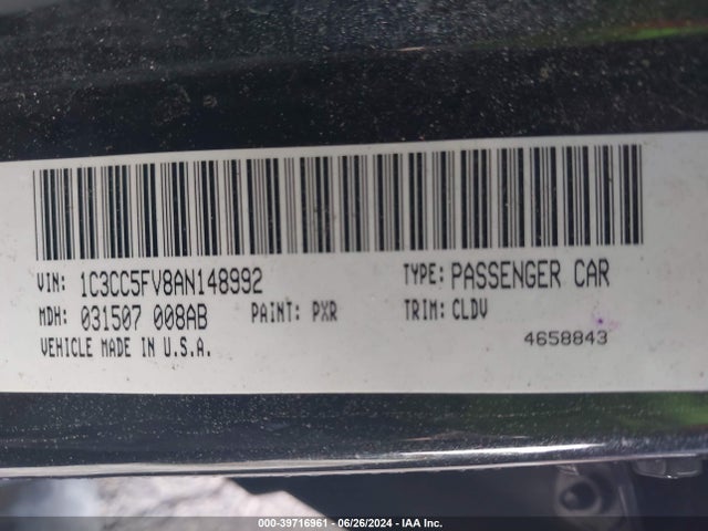 39716961 :رقم المزاد ، 1C3CC5FV8AN148992 vin ، 2010 Chrysler Sebring Limited مزاد بيع