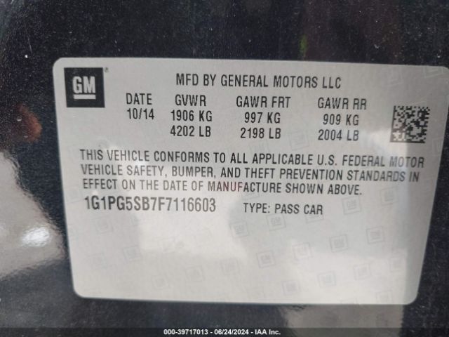 1G1PG5SB7F7116603 Chevrolet CRUZE LTZ