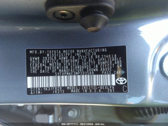 Toyota COROLLA LE 2021 5YFVPMAE3MP203589 Image 9