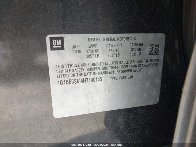 Chevrolet Cruze Lt Auto 2017 1G1BE5SM4H7190145 Image 9