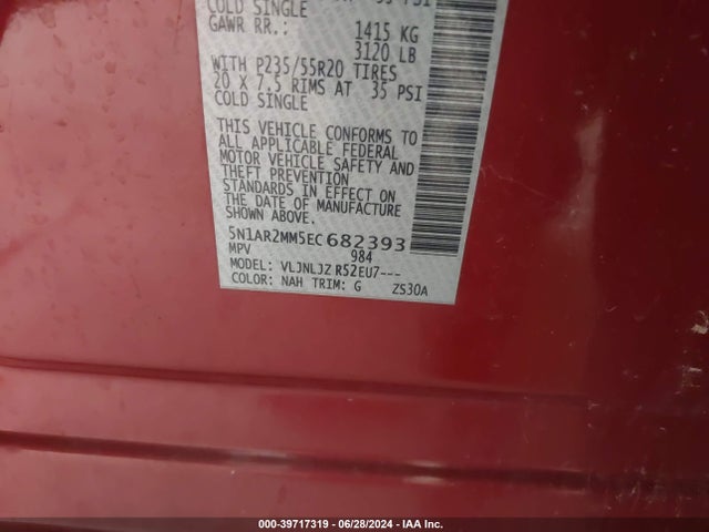 Nissan Pathfinder Platinum 2014 5N1AR2MM5EC682393 Image 9