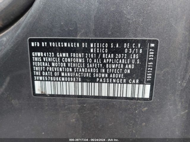 3VWE57BU6KM009878 Volkswagen Jetta 1.4t Sel