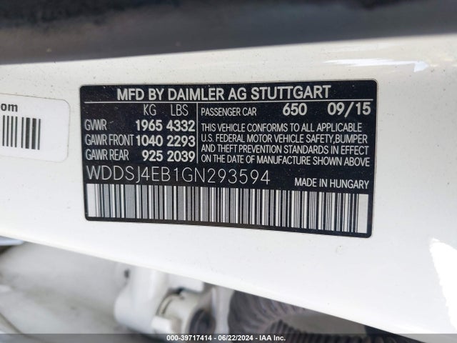 WDDSJ4EB1GN293594 Mercedes-Benz CLA 250