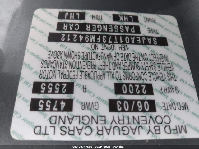 2003 JAGUAR S-TYPE SAJEA01T73FM94212 Photo 8